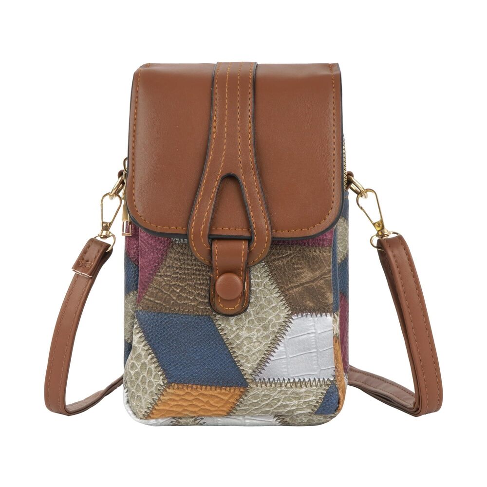 1957 Pu Leather Wallet Crossbody Cell Phone Purse Color-Block Cell Phone